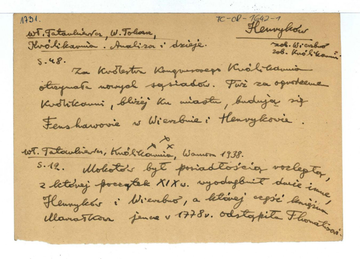 wypis z Tatrakiewicz W., Tokarz W., Królikarnia. Analiza i dzieje, Warszawa 1938, s. 48 dotycząca dziejów Królikarni; luźna karta bez obwoluty   , skan 1