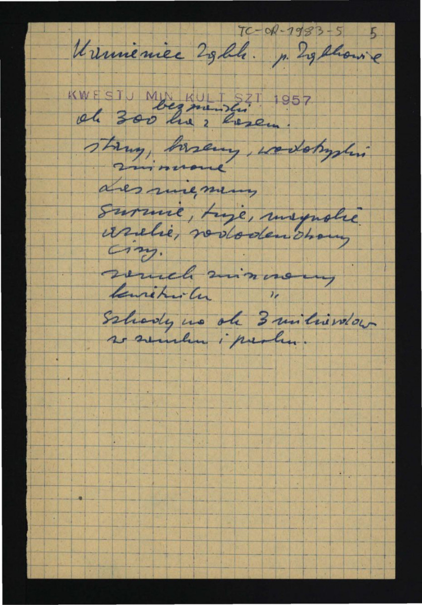 wypis z Kwestionariusz Ministerstwa Kultury i Sztuki z 1957 r., skan 1