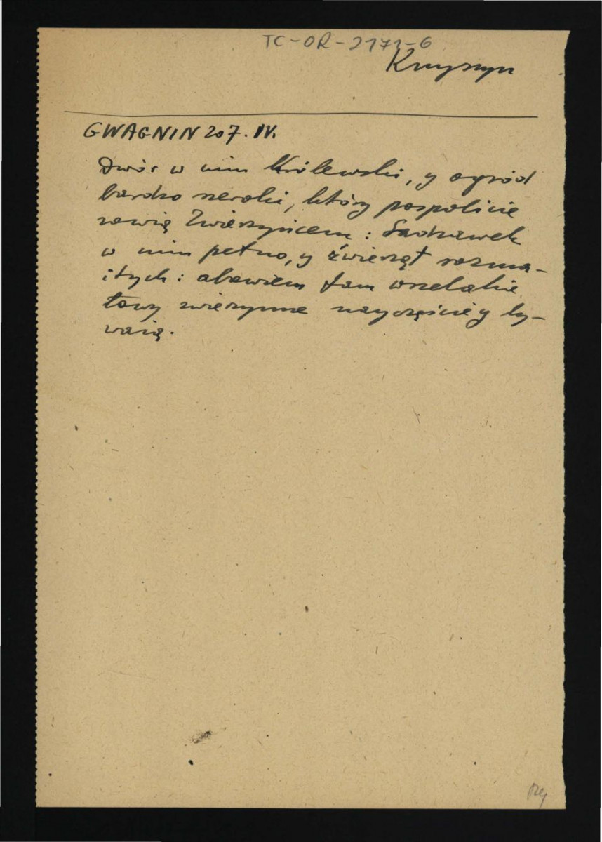 wypis z Gwagnin A., Zbiór dziejopisów polskich…, t. IV, Warszawa 1768, s. 207  dotyczący królewskiego dworu oraz ogrodu                                      , skan 1