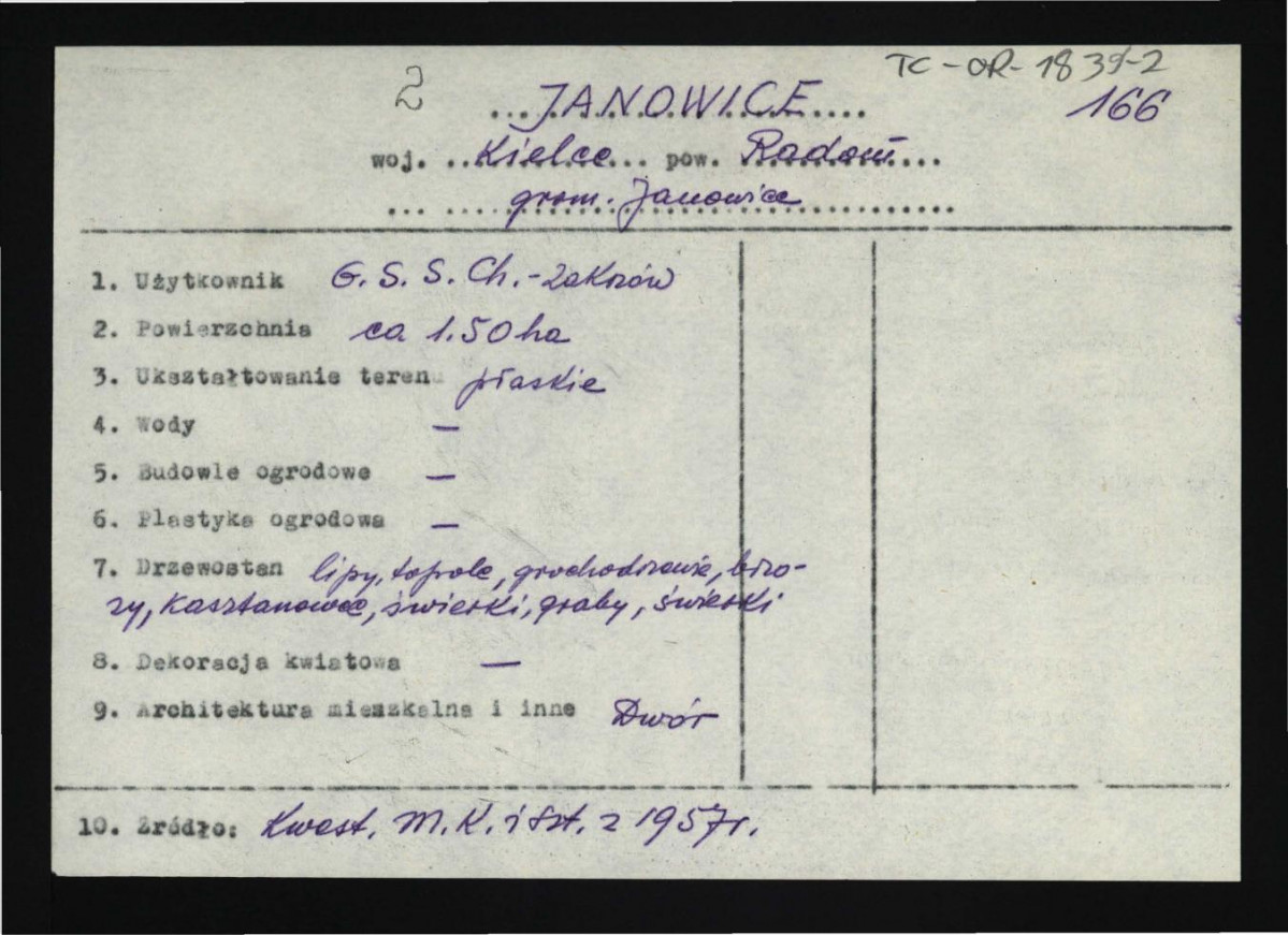 wypis z Kwestionariusz Ministerstwa Kultury i Sztuki z 1957 r. , skan 1