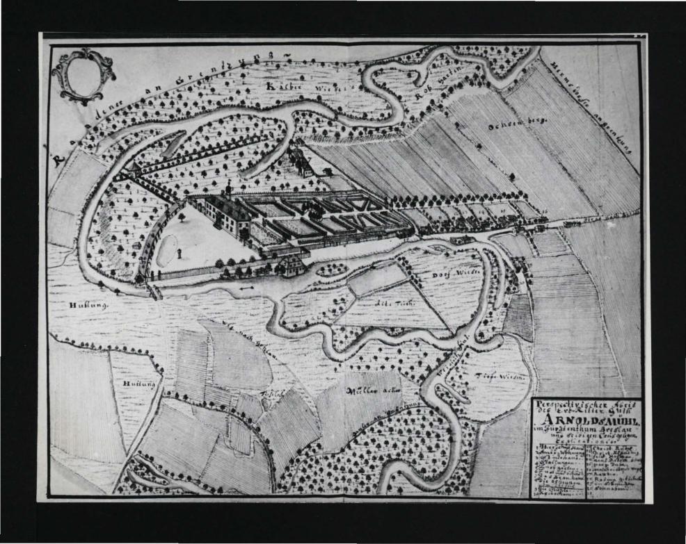 fotografia czarno-biała przedstawiająca plan miejscowej posiadłości                     , skan 1