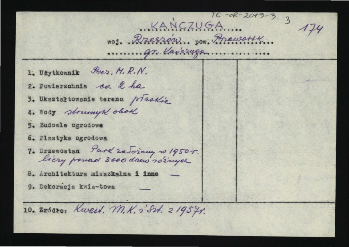 wypis z Kwestionariusz Ministerstwa Kultury i Sztuki z 1957 r                         , skan 1