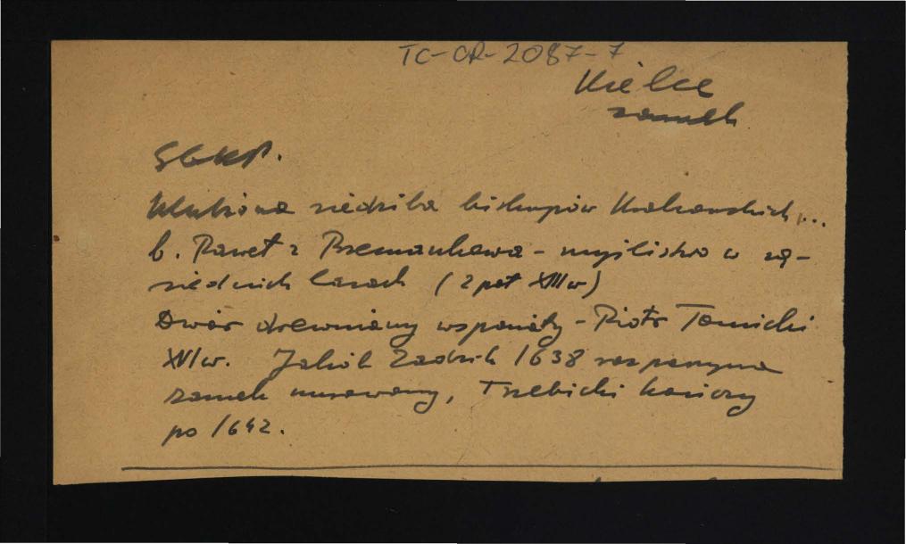 wypis z Słownik Geograficzny Królestwa Polskiego t. IV, s. 21-33 dotyczący drewnianego dworu z XVI w., skan 1