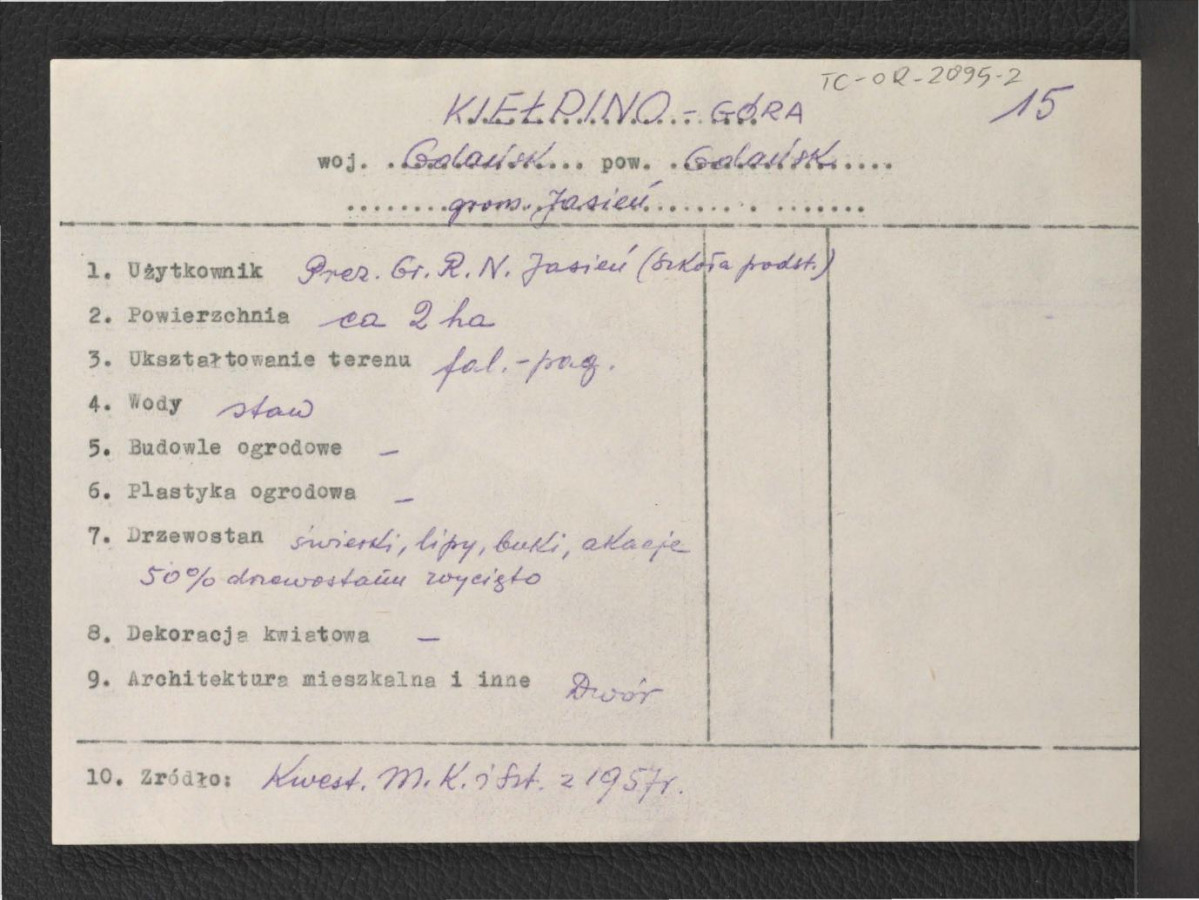 wypis z Kwestionariusz Ministerstwa Kultury i Sztuki z 1957 r. , skan 1
