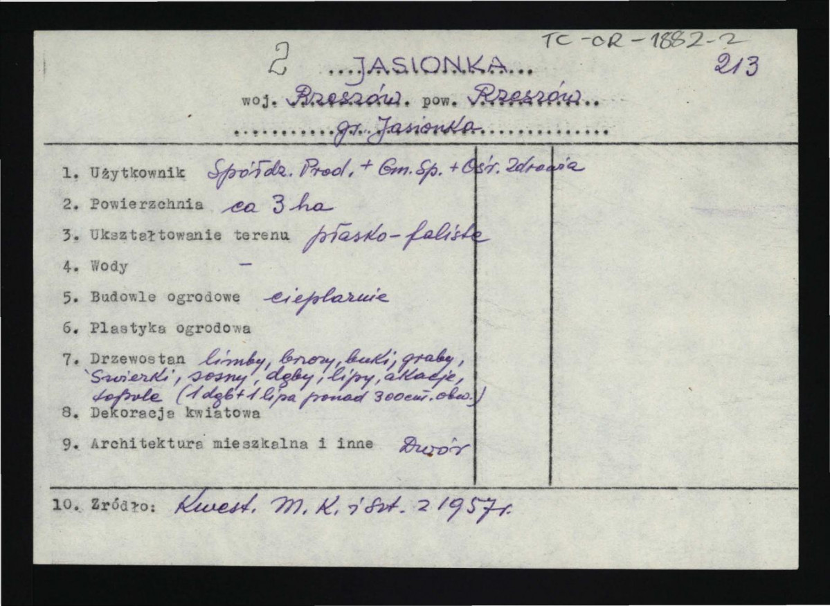 wypis z Kwestionariusz Ministerstwa Kultury i Sztuki z 1957 r. , skan 1