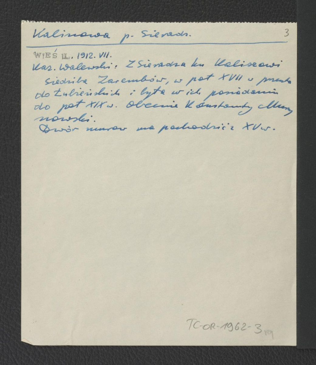 wypis z „Wieś Ilustrowana” VII (1912) dotyczący właścicieli miejscowej posiadłości, skan 1