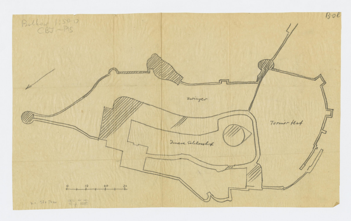 plan zamku , 1:500, skan 1