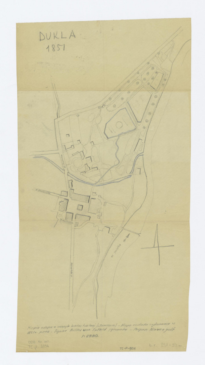 plan części miasta, przerys z mapy z roku 1851, skan 1