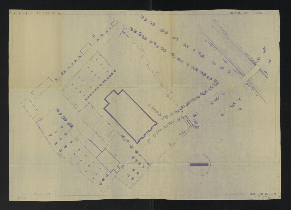 1:250; plan sytuacyjny kościoła, skan 1