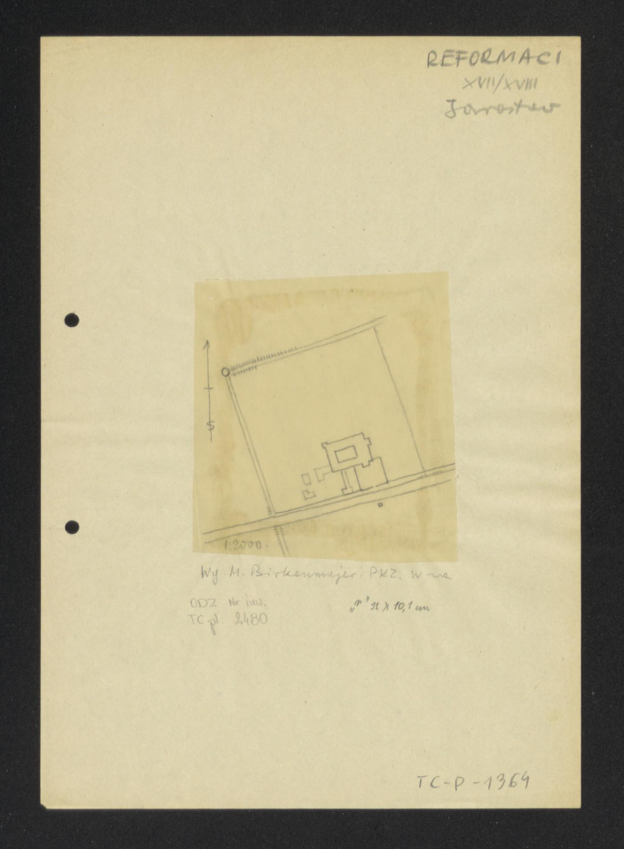 plan sytuacyjny klasztoru Reformatów /XVIII/ według M. Birkenmajer, Pracownie Konserwacji Zabytków, Warszawa, skan 1