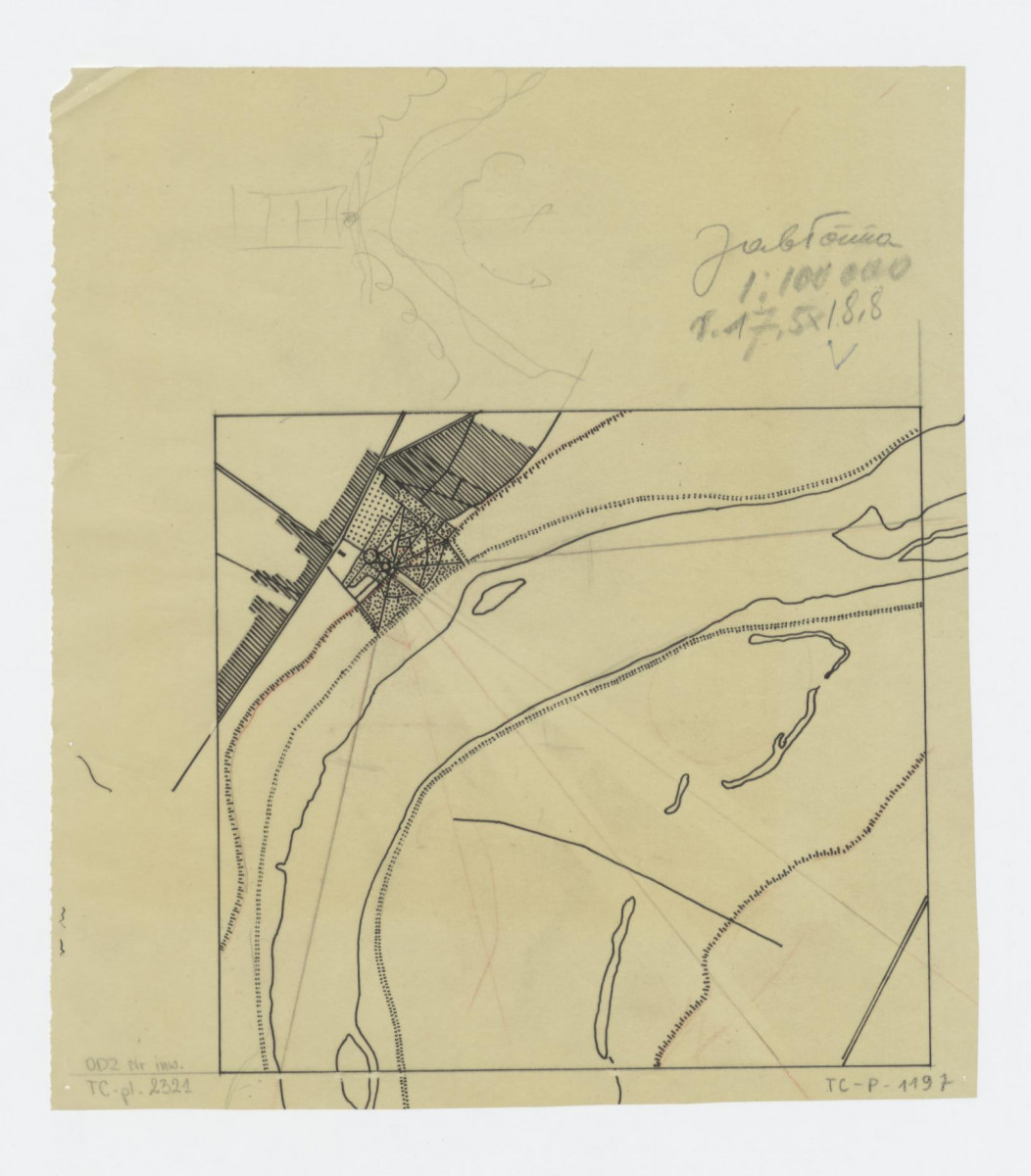 1:100 000; planik orientacyjny założenia ogrodowego, osiedla i rzeki Wisły, skan 1