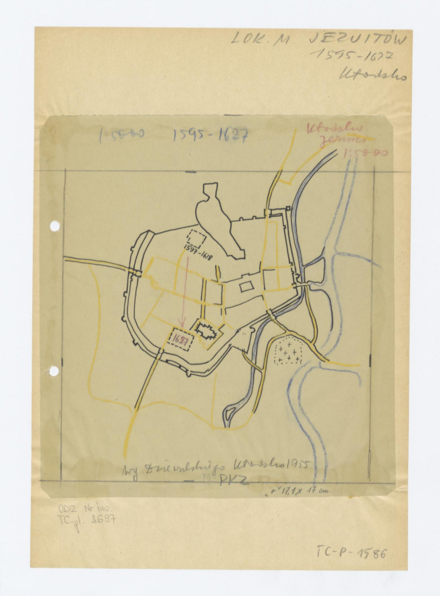 plan sytuacyjny klasztoru i okolic /według Dziewulskiego Kłodzko 1955 Pracownie konserwacji zabytków, skan 1