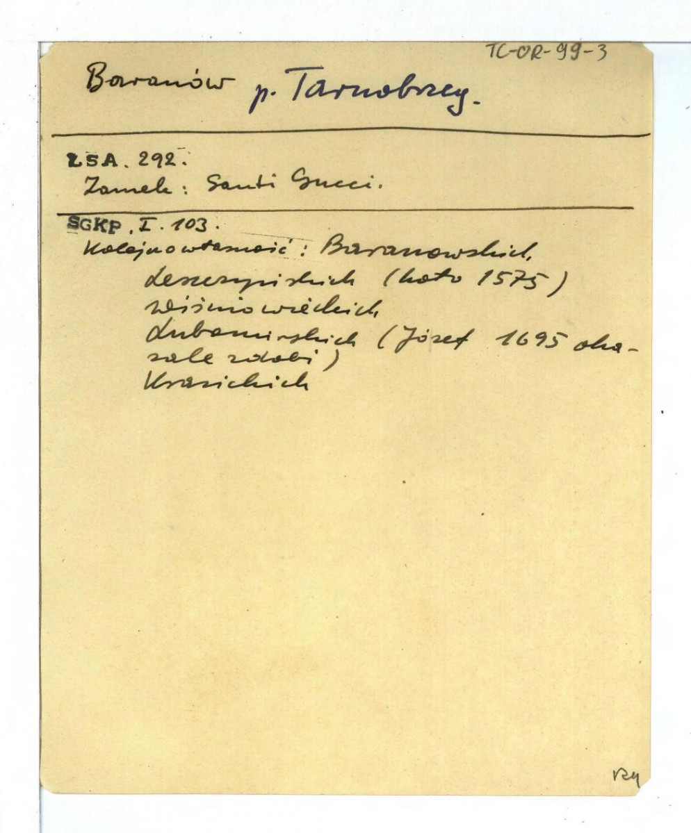wzmianka z Łoza S., Słownik architektów i budowniczych Polaków oraz cudzoziemców Polsce pracujących, Warszawa 1931, s. 292; wzmianka z Słownik Geograficzny Królestwa Polskiego, t. I, s. 103 dotycząca kolejnych właścicieli miejscowej posesji , skan 1