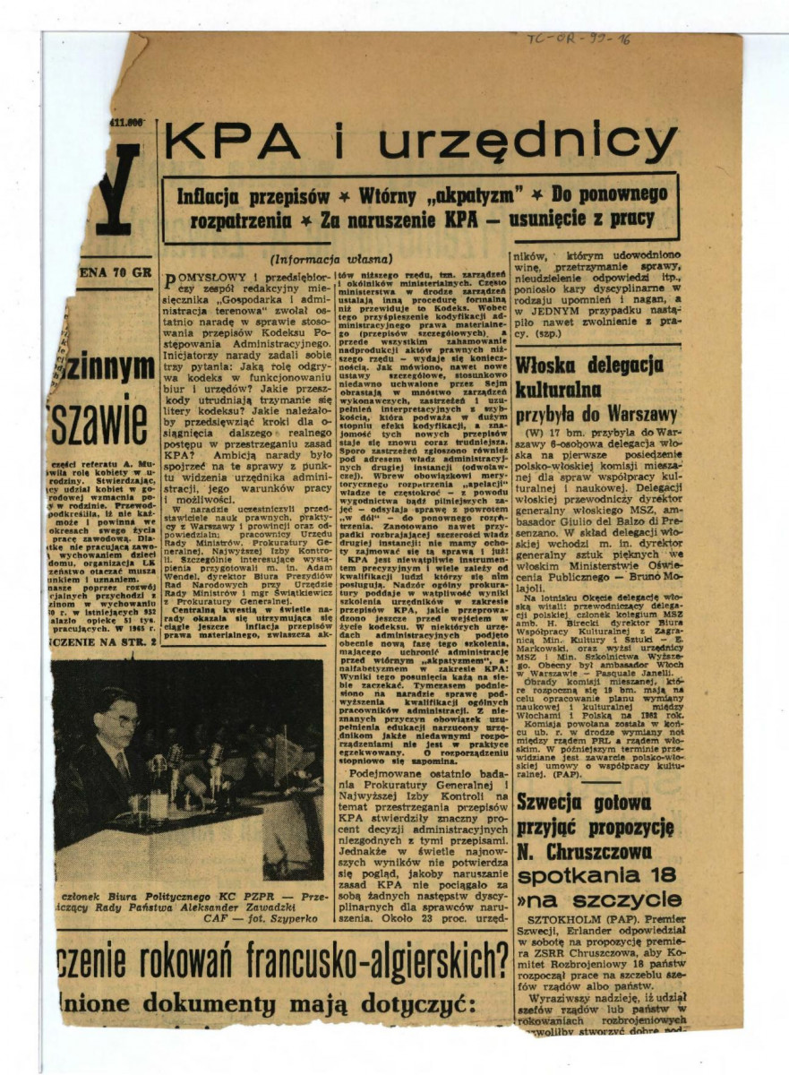 wycinek z „Życie Warszawy – dodatek ilustrowany” z 24 października 1965 r.  , skan 1