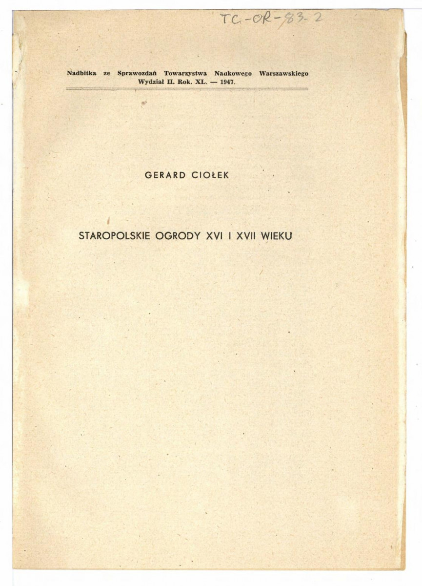 nadbitka ze sprawozdania ze Sprawozdania Towarzystwa Naukowego Warszawskiego; wydział II; rok XL – 1947; s. 58-60 , skan 1