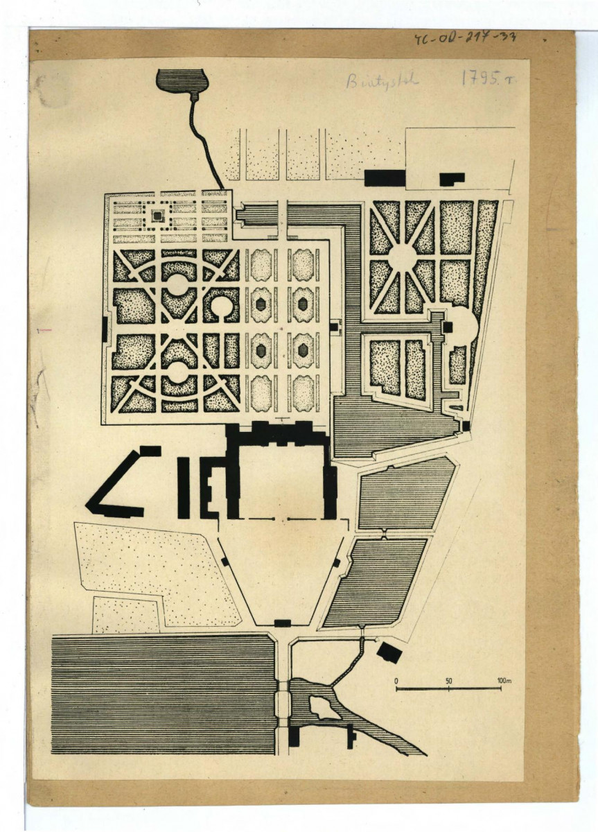Rzut miejscego parku, być może na bazie planów z 1795 r. , skan 1