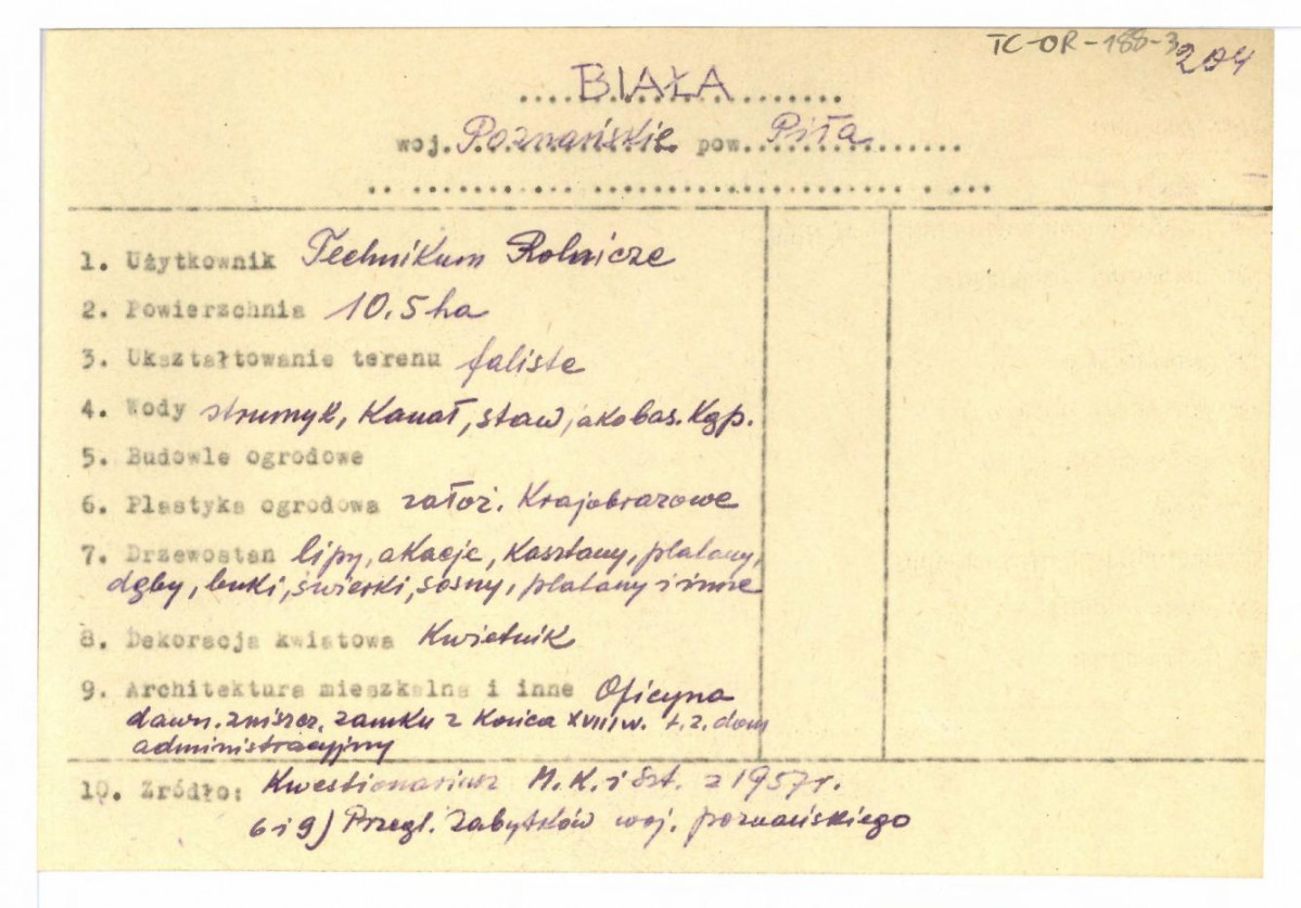 wypis z Kwestionariusz Ministerstwa Kultury i Sztuki z 1957 r.   , skan 1