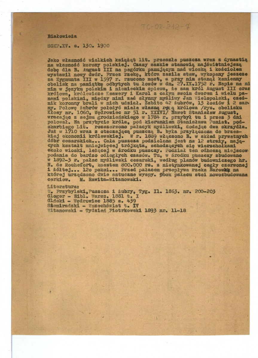 wypis z Słownik Geograficzny Królestwa Polskiegot. XV, s. 130, skan 1