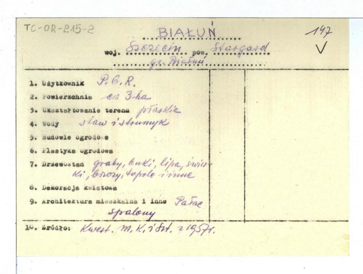 wypis z Kwestionariusz Ministerstwa Kultury i Sztuki z 1957 r., skan 1