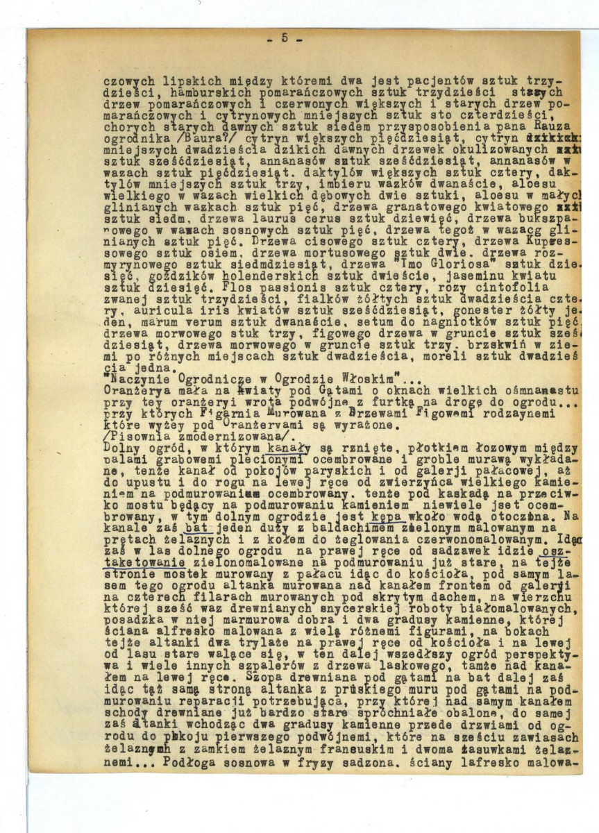 inwentarz pałacu białostockiego z 1772 r. z: Archiwum Główne Akt Dawnych w Warszawie, Akta Podlaskie nr 8904 (księga ziemska brańska) z 1772 r., skan 5