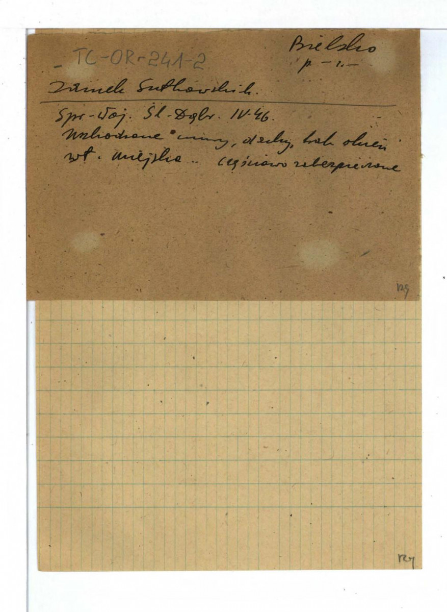zwięzła wzmianka z sprawozdania wojewódzkiego konserwatora zabytków we Wrocławiu z kwietnia 1946 r., skan 1