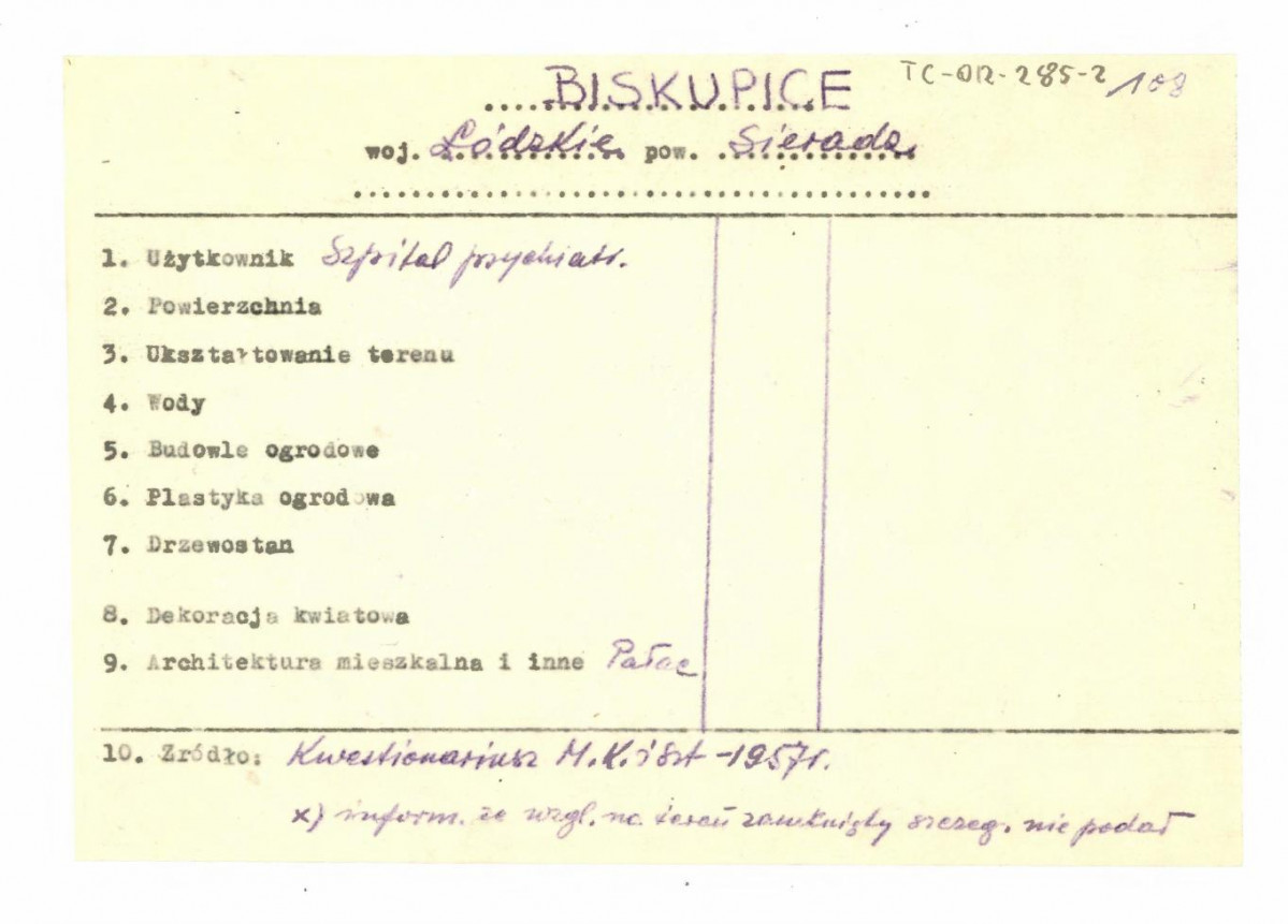 wypis z Kwestionariusz Ministerstwa Kultury i Sztuki z 1957 r. , skan 1