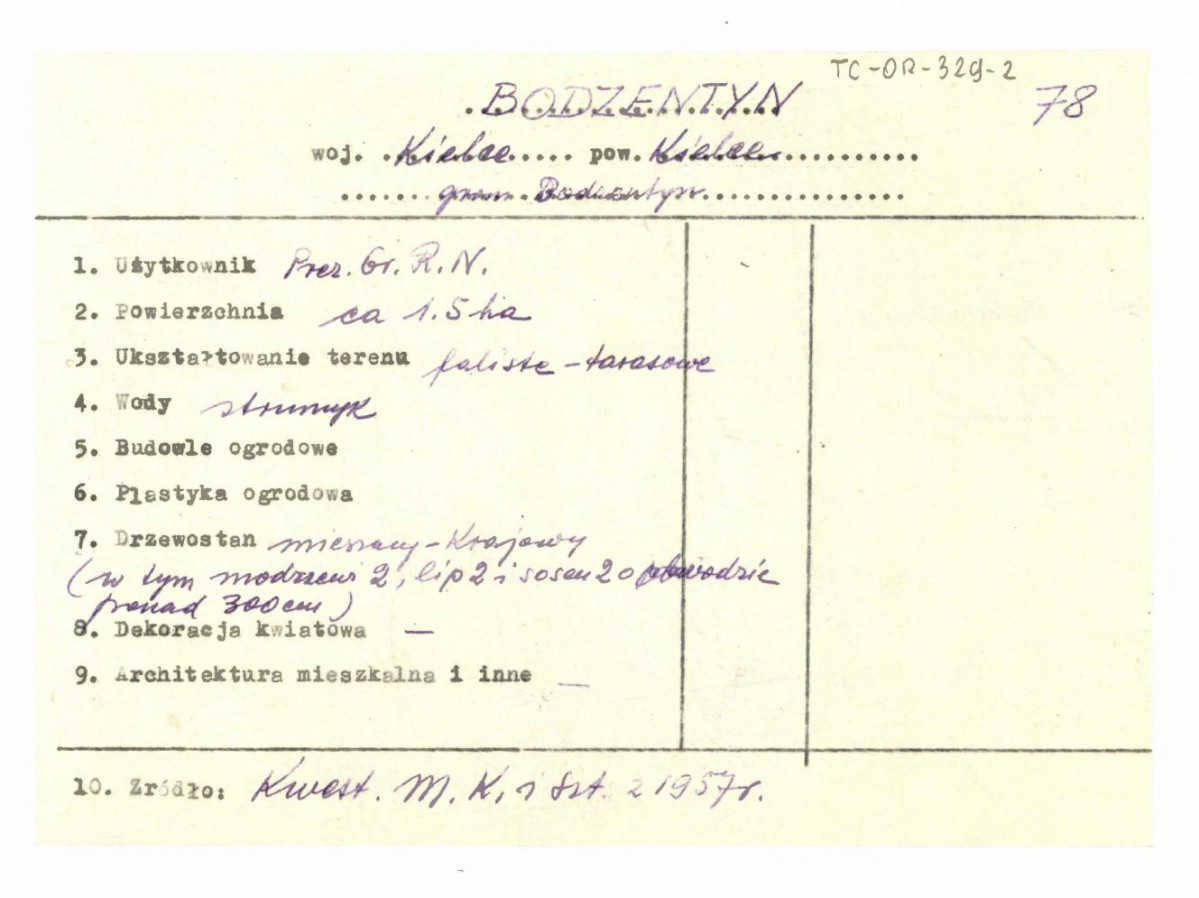 wypis z Kwestionariusz Ministerstwa Kultury i Sztuki z 1957 r. , skan 1