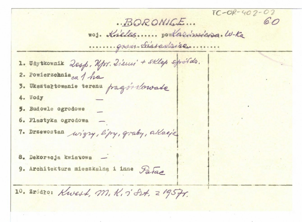 wypis z Kwestionariusz Ministerstwa Kultury i Sztuki z 1957 r. , skan 1
