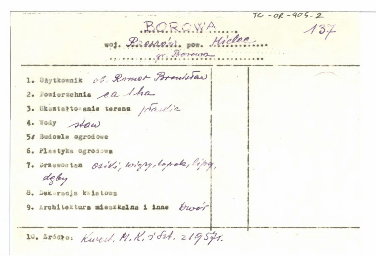 wypis z Kwestionariusz Ministerstwa Kultury i Sztuki z 1957 r., skan 1