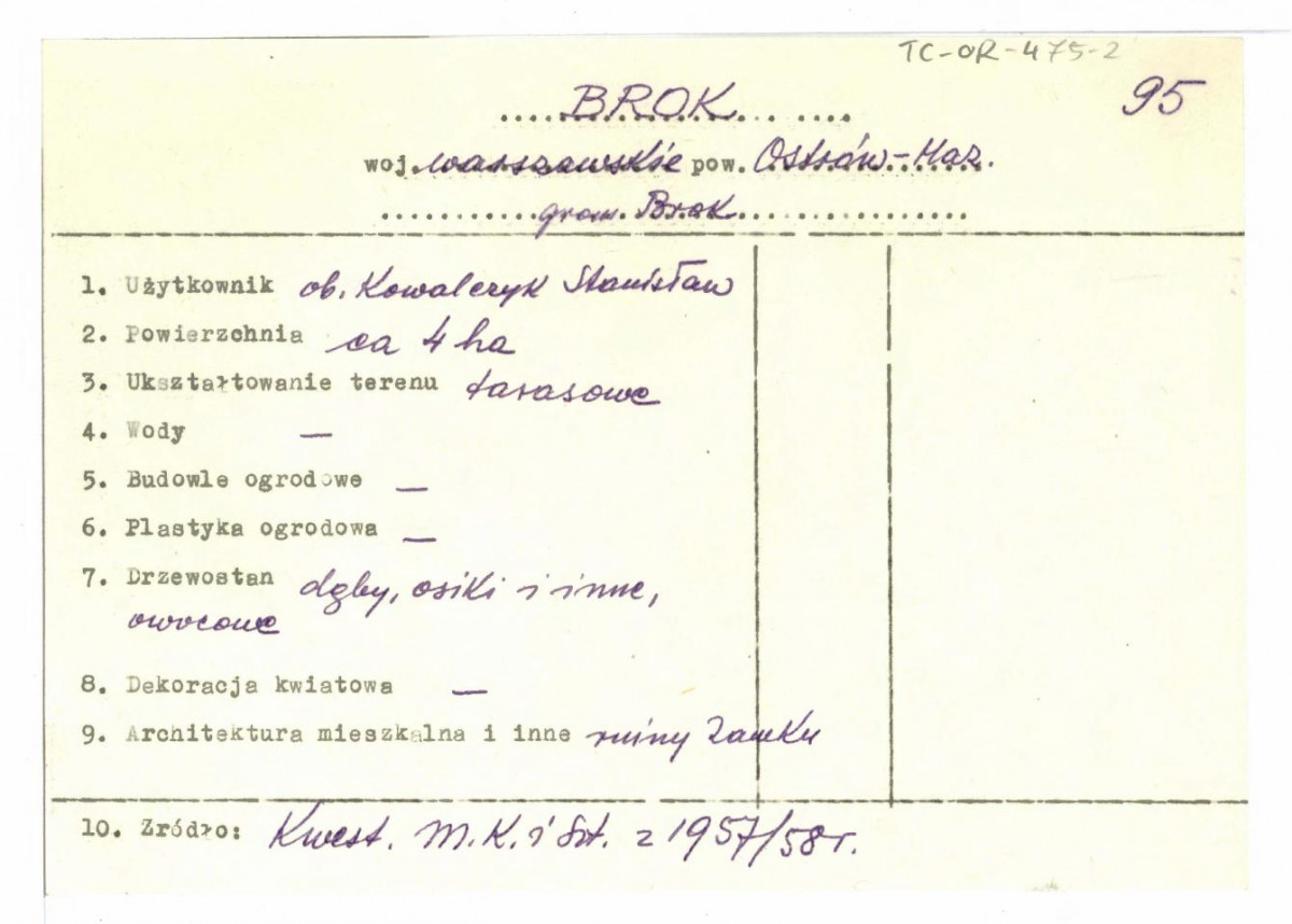 wypis z Kwestionariusz Ministerstwa Kultury i Sztuki z 1957/58 r. , skan 1