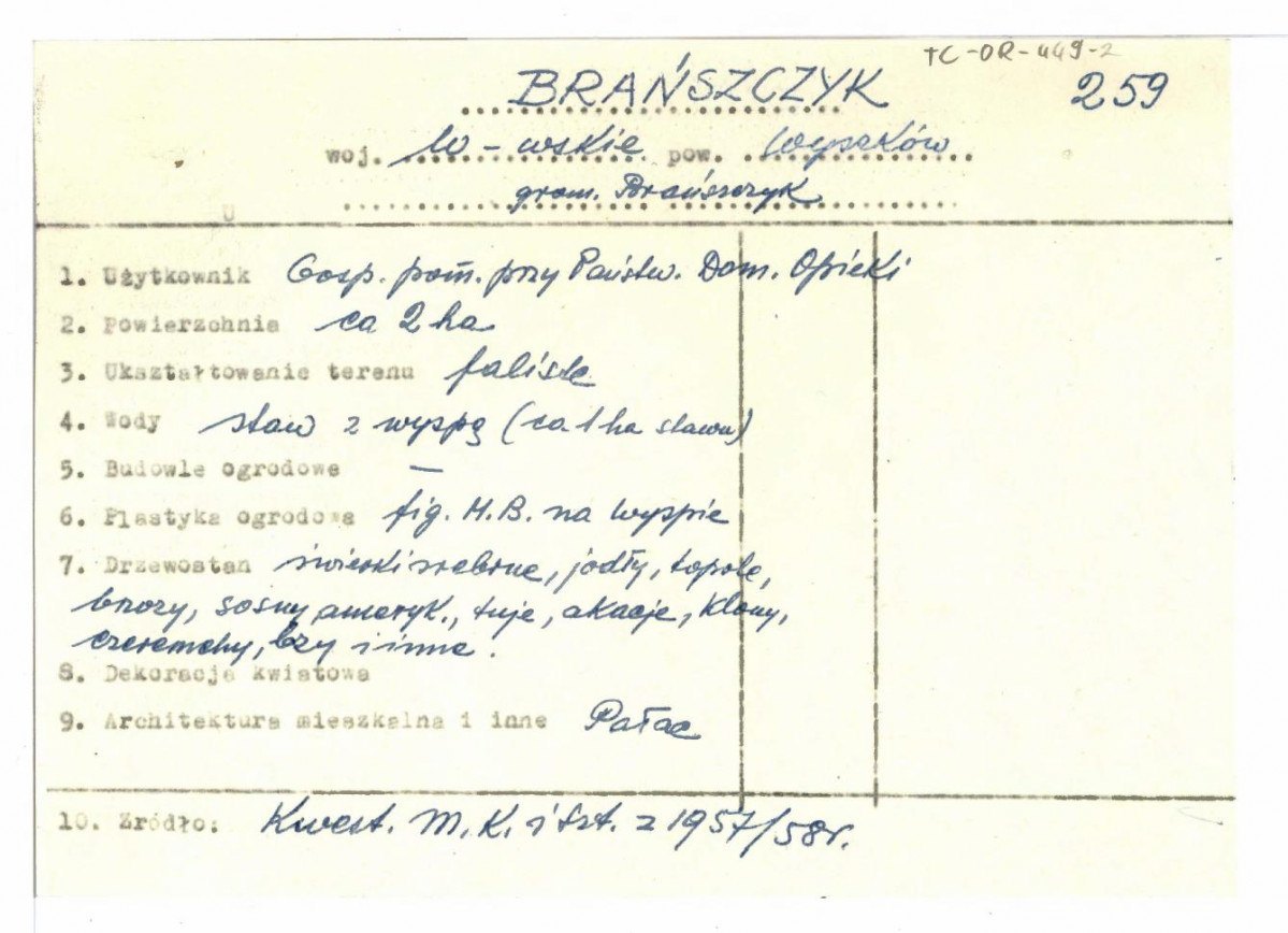 wypis z Kwestionariusz Ministerstwa Kultury i Sztuki z 1957 r. , skan 1