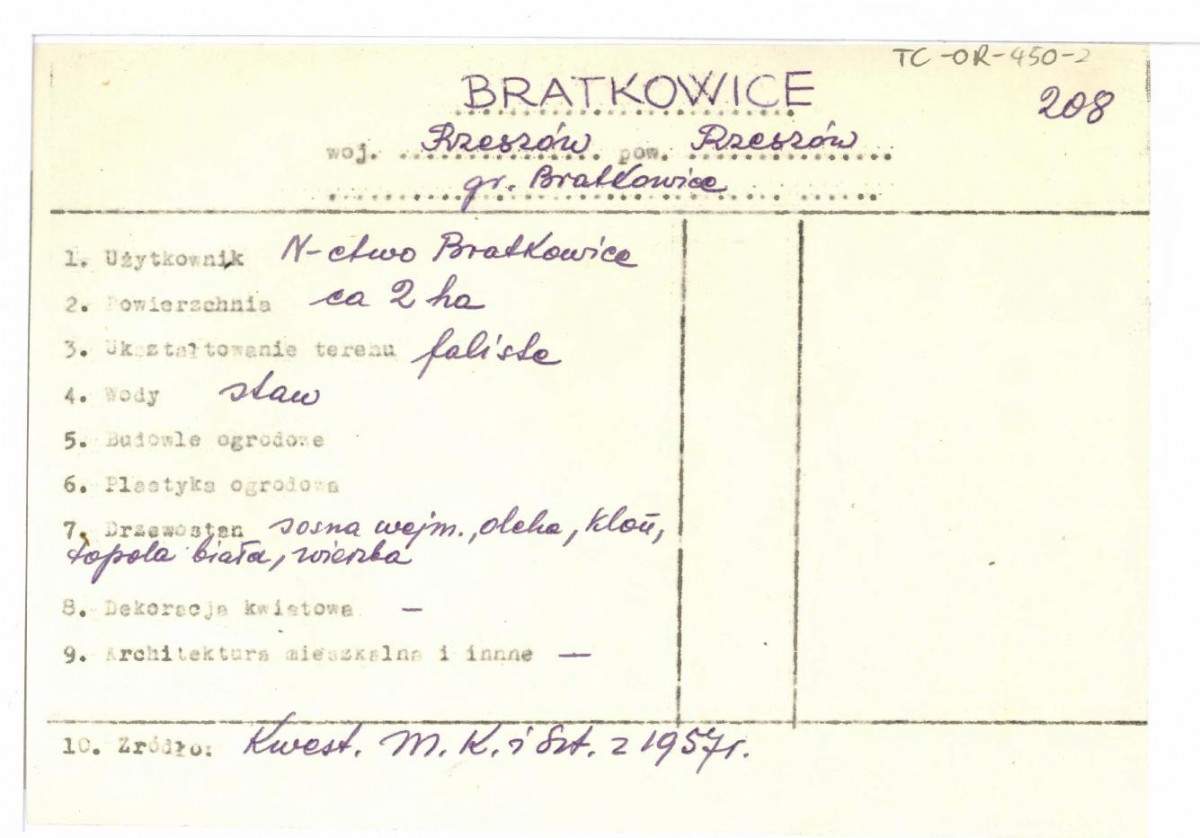 wypis z Kwestionariusz Ministerstwa Kultury i Sztuki z 1957 r., skan 1