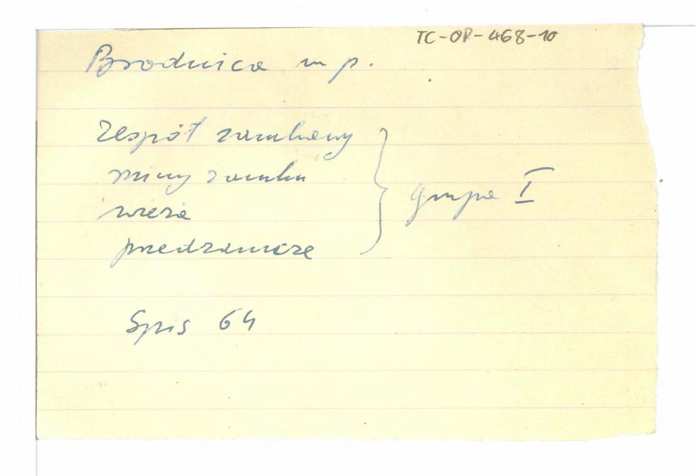 wypis ze Spisu Zabytków Architektury, 1964 dotycząca dotycząca zespołu zamkowego                       , skan 1