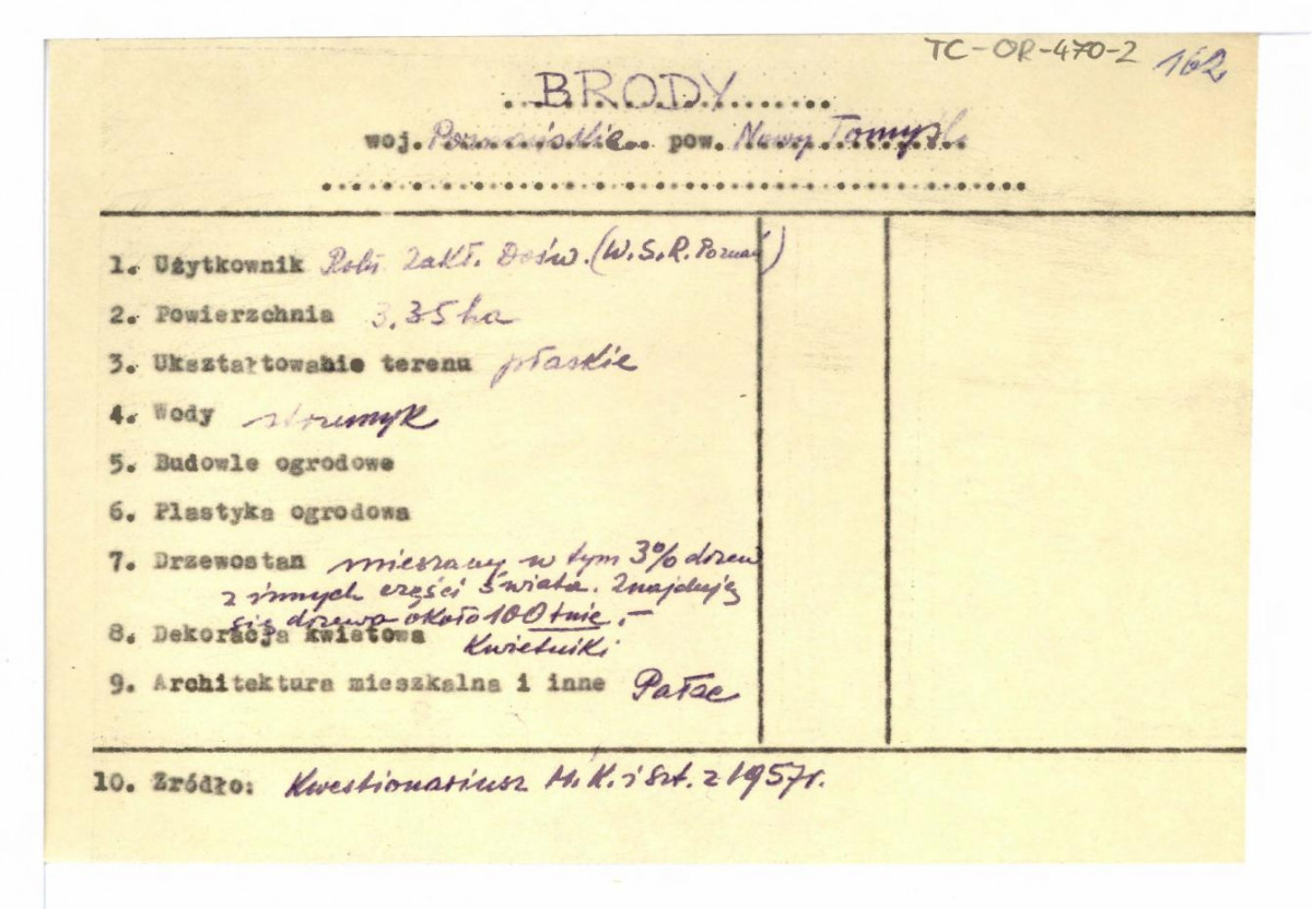 wypis z Kwestionariusz Ministerstwa Kultury i Sztuki z 1957 r. , skan 1
