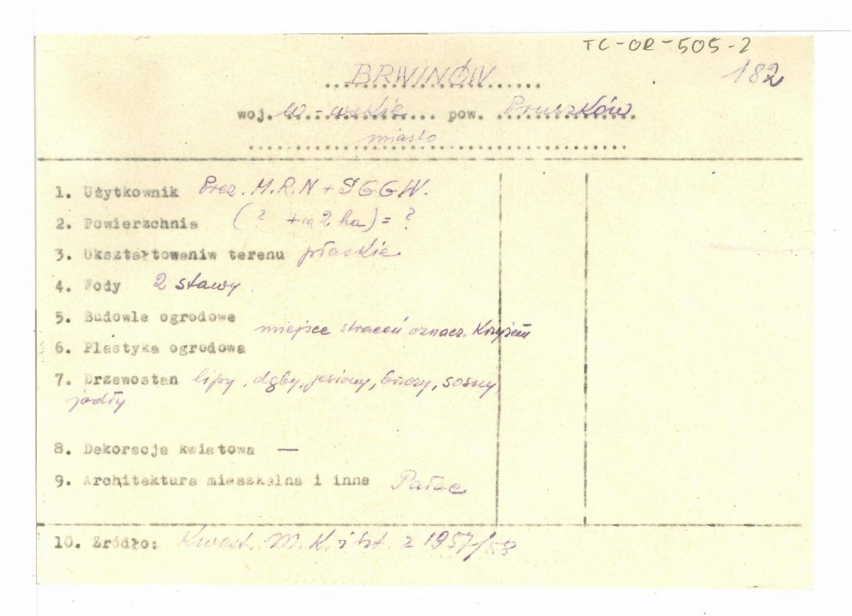 wypis z Kwestionariusz Ministerstwa Kultury i Sztuki z 1957/58 r., skan 1
