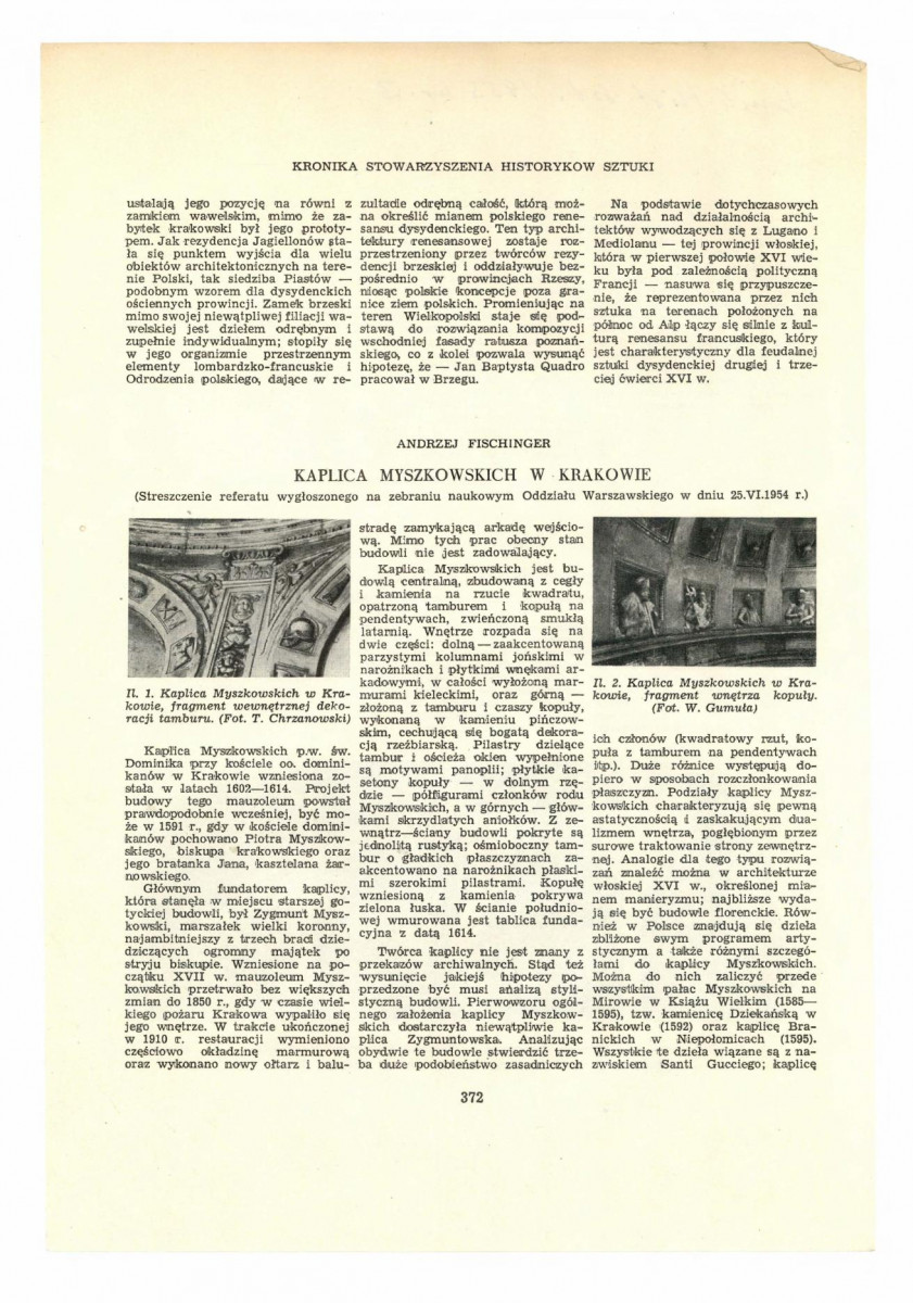 wycinek z „Biuletynu Historii Sztuki” nr 3 (1955), s. 371-372 zawierający artykuł Jerzego Łomnickiego pt. Rezydencja Piastów Śląskich w Brzegu  , skan 2