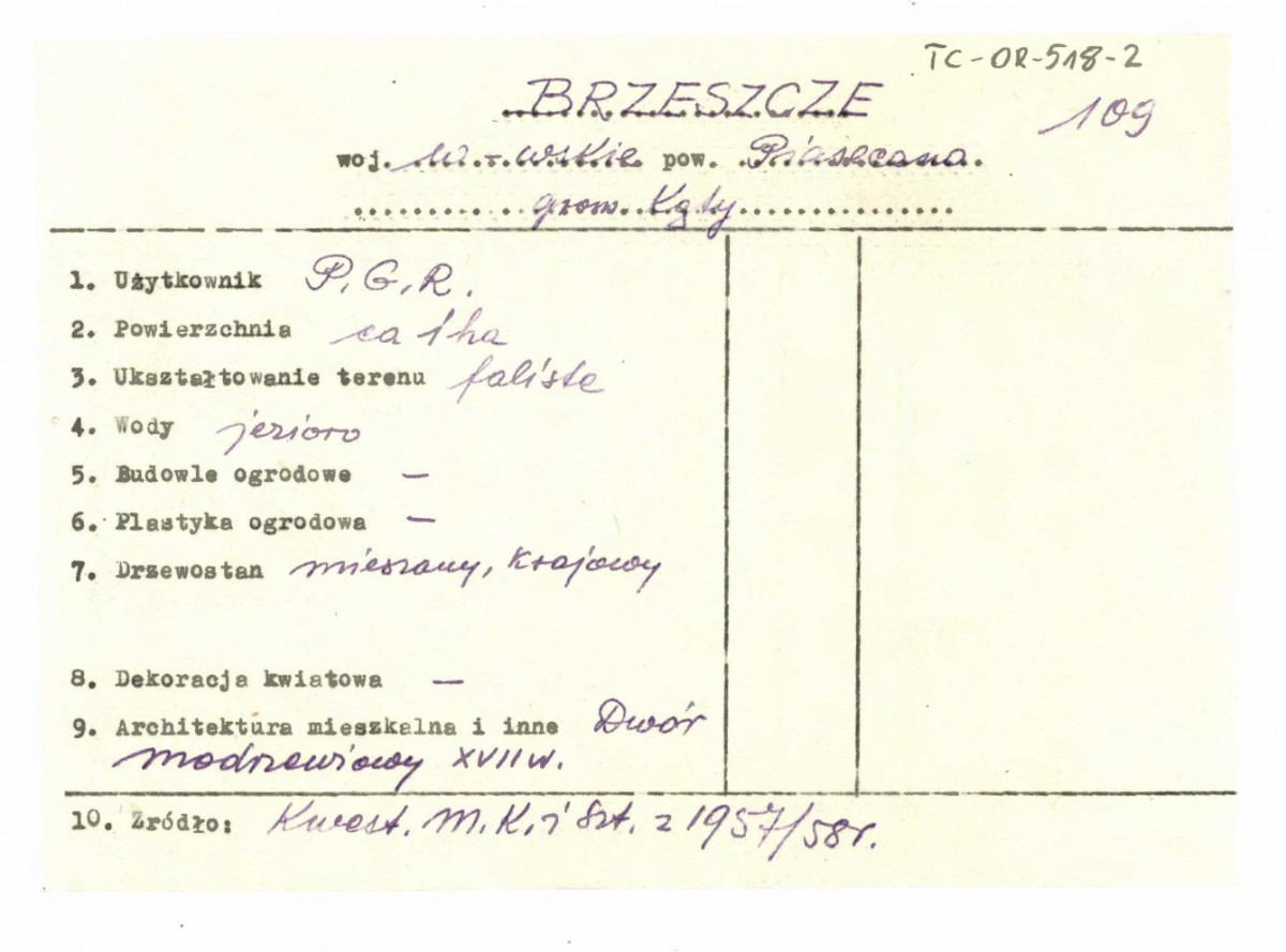 wypis z Kwestionariusz Ministerstwa Kultury i Sztuki z 1957/58 r. , skan 1