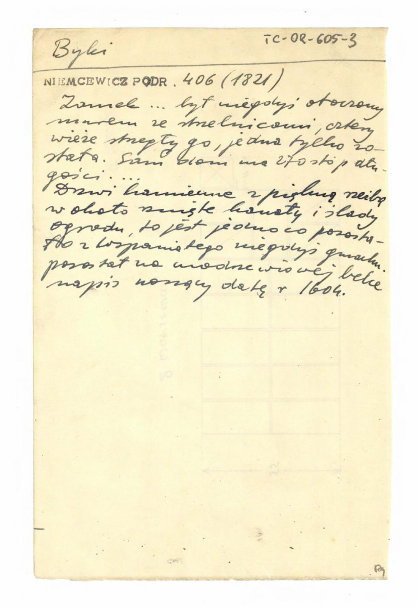 wypis z Niemcewicz J.U., Podróże historyczne po ziemiach polskich: do 1811 do 1828, Paryż; Petersburg 1858, s. 406 , skan 1