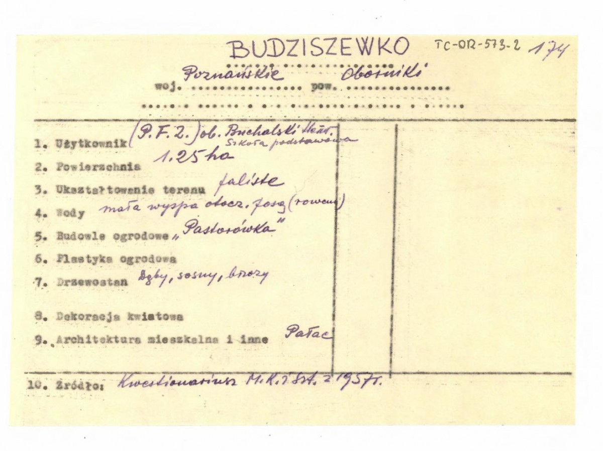 wypis z Kwestionariusz Ministerstwa Kultury i Sztuki z 1957 r. , skan 1