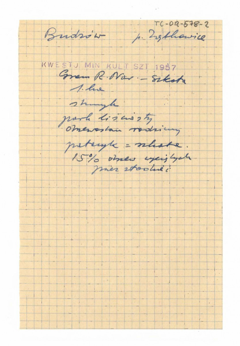wypis z Kwestionariusz Ministerstwa Kultury i Sztuki z 1957 r. , skan 1