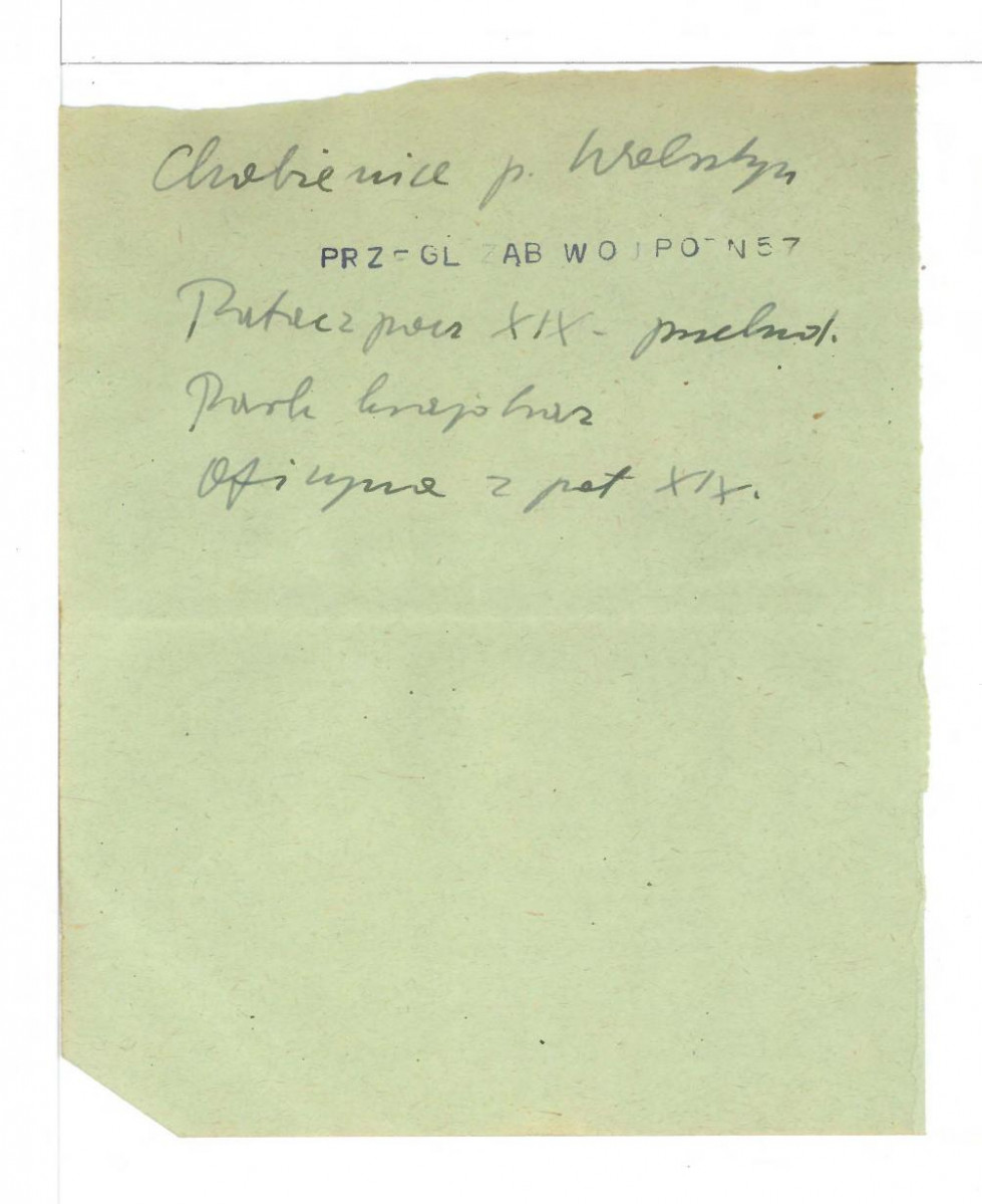 wypis z przeglądu zabytków województwa poznańskiego 1957, skan 1