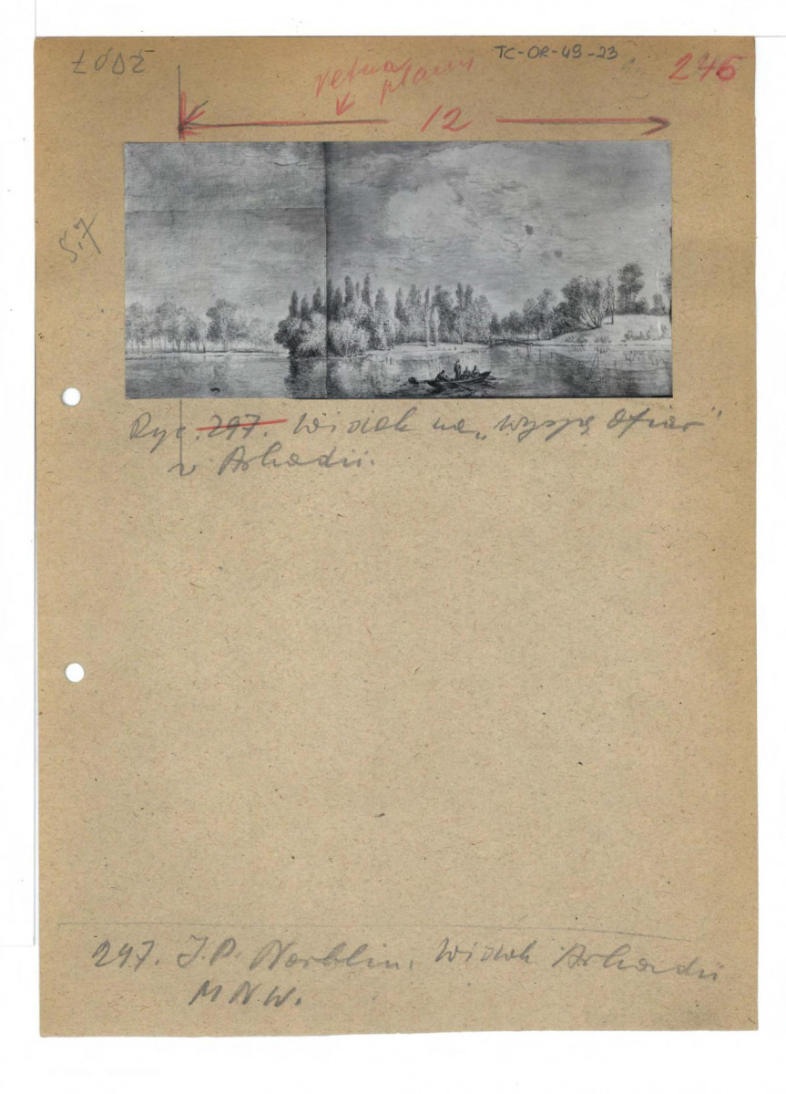 reprodukcja rysunku Jana Piotra Norblina z Widoki w albumie, ryc. 247, widok na Wyspę Ofiar (klisza w Muzeum Narodowym w Warszawie), skan 1