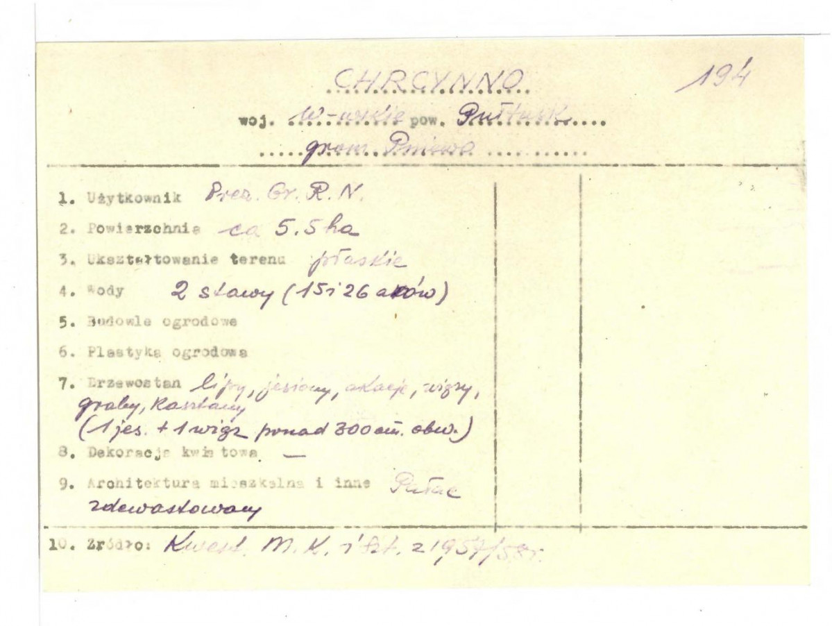 wypis z Kwestionariusz Ministerstwa Kultury i Sztuki z 1957/58 r. , skan 1