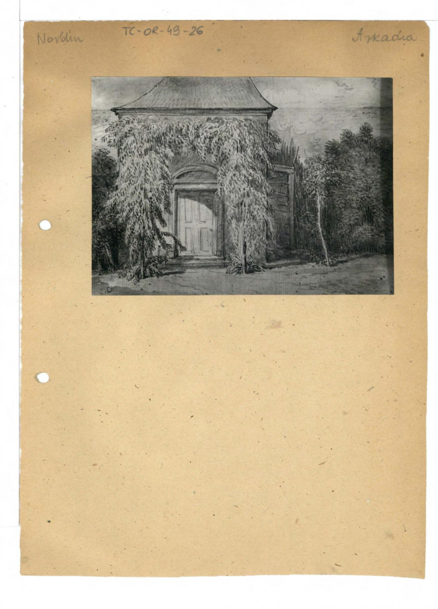 reprodukcja rysunku Jana Piotra Norblina z Widoki w albumie, kat. 21, widok Chatki Baucydy (Muzeum Narodowe w Krakowie, zbiory Czartoryskich), skan 1