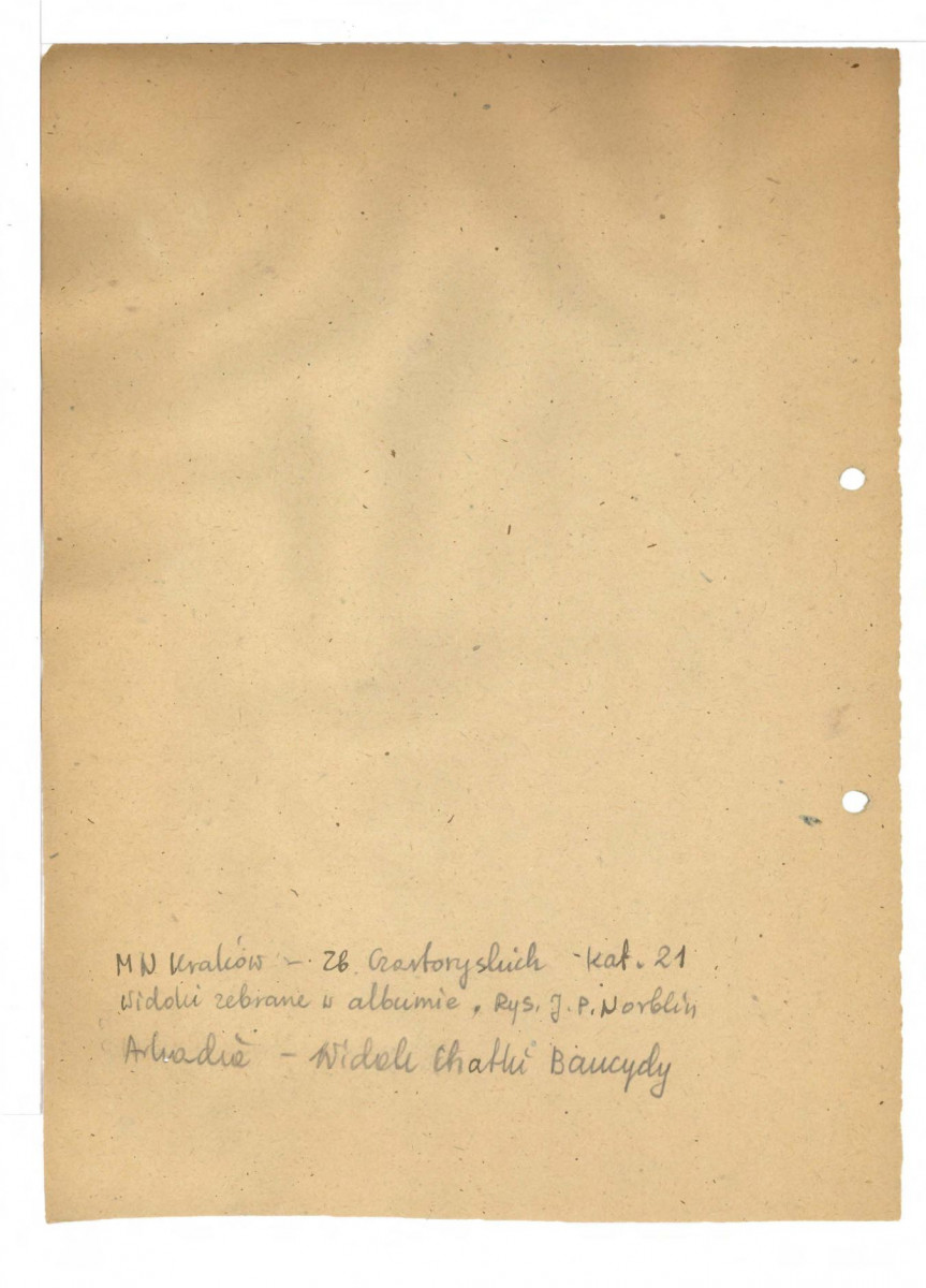 reprodukcja rysunku Jana Piotra Norblina z Widoki w albumie, kat. 21, widok Chatki Baucydy (Muzeum Narodowe w Krakowie, zbiory Czartoryskich), skan 2