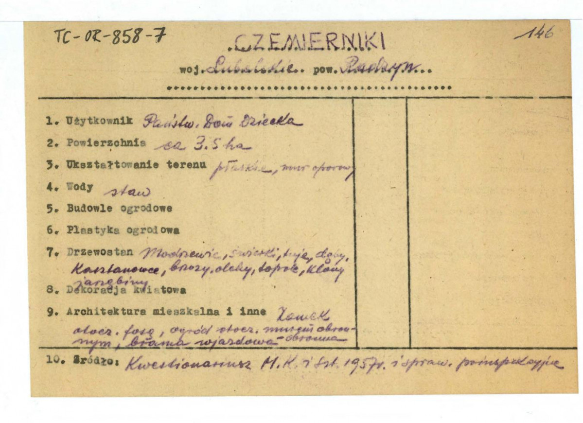 wypis z Kwestionariusz Ministerstwa Kultury i Sztuki z 1957 r. , skan 1