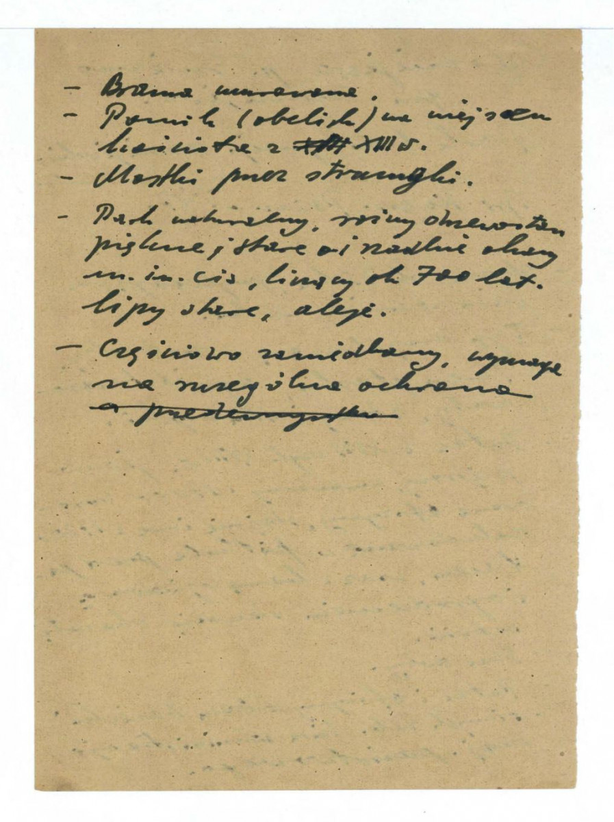 wypis ze sprawozdania Wojewódzkiego Konserwatora Zabytków w Poznaniu ze stycznia 1947 r. dotycząca byłej ordynacji czerniejowskiej; zawiera informacje o wielości powierzchni parku, ukształtowania terenu, opis obiektów architektury, stan zachowania i wnioski konserwatorskie wg stanu z 1947 r. , skan 2