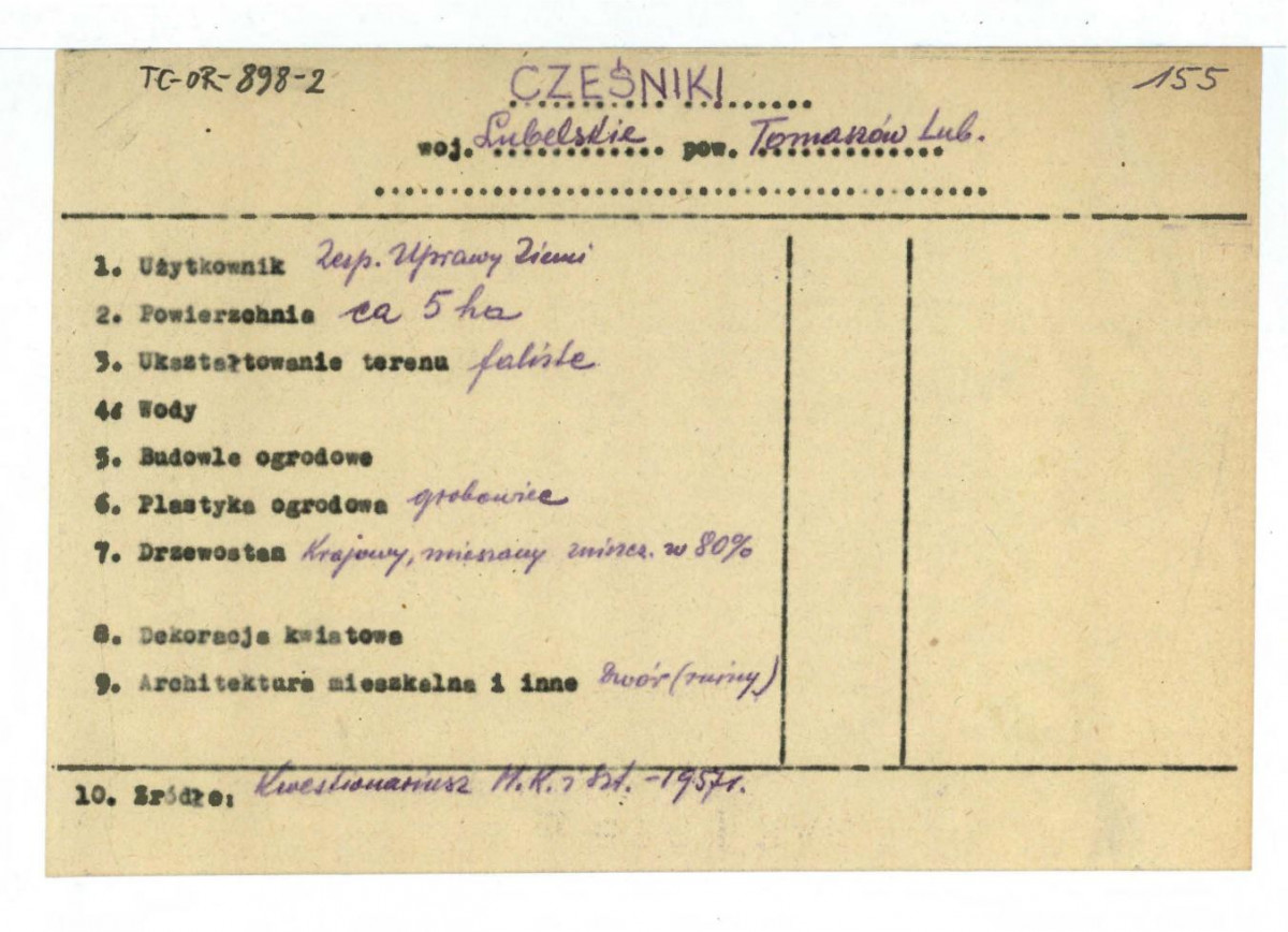 wypis z Kwestionariusz Ministerstwa Kultury i Sztuki z 1957 r. , skan 1