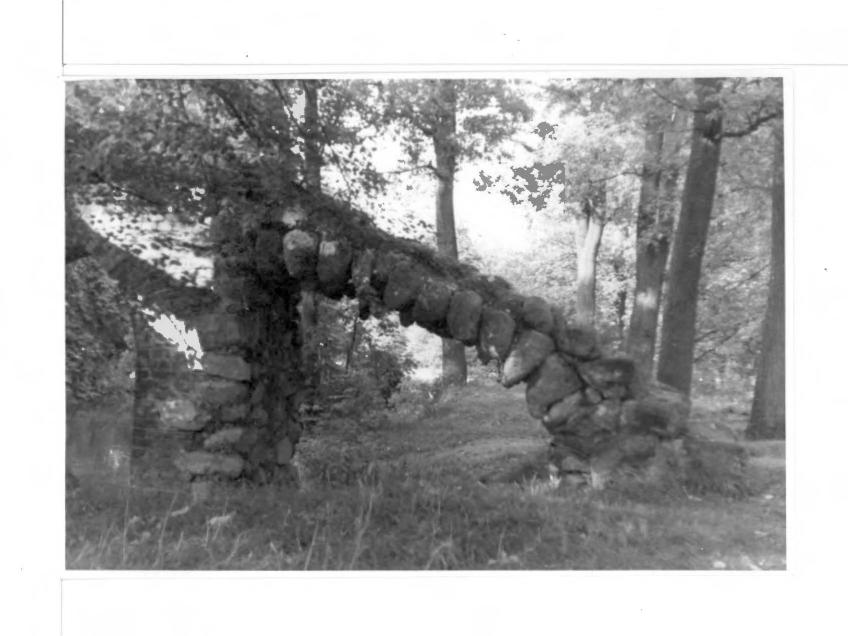 fotografia czarno-biała przedstawiająca fragment zabudowy kamiennej, skan 1