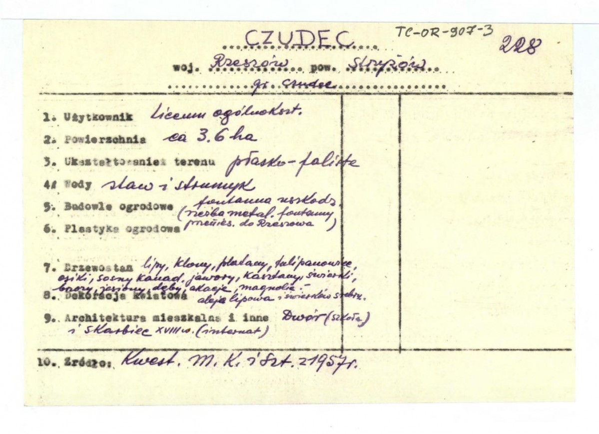 wypis z Kwestionariusz Ministerstwa Kultury i Sztuki z 1957 r. , skan 1